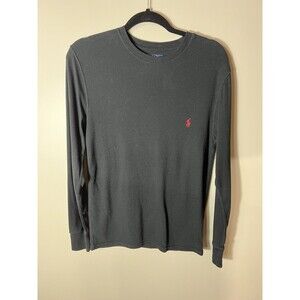 Polo Ralph Lauren Shirt Waffle Knit Thermal Long Sleeve Black Size Medium